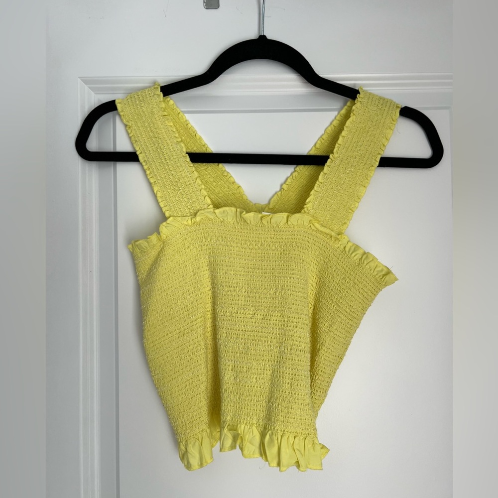 Yellow Crinkle Crop Top